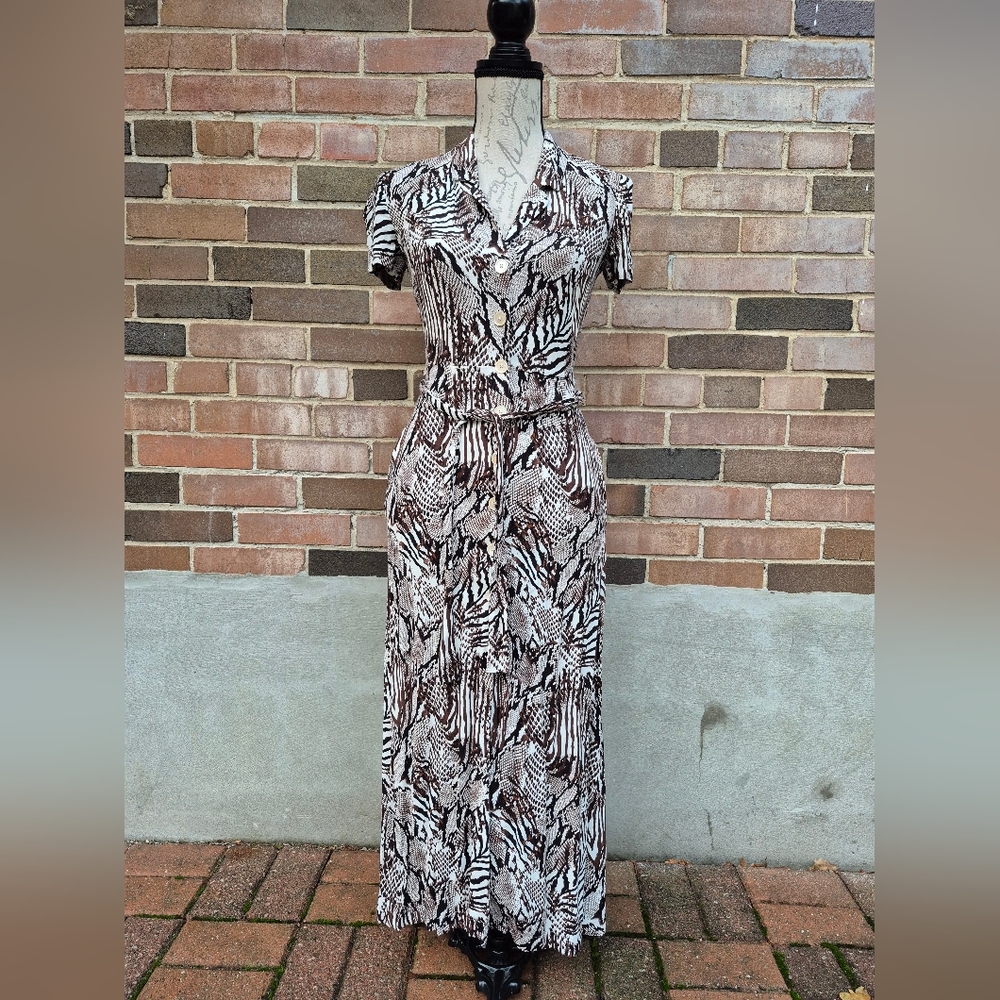 Aritzia Wilfred Animal Print Buttown Down Shirt Dress